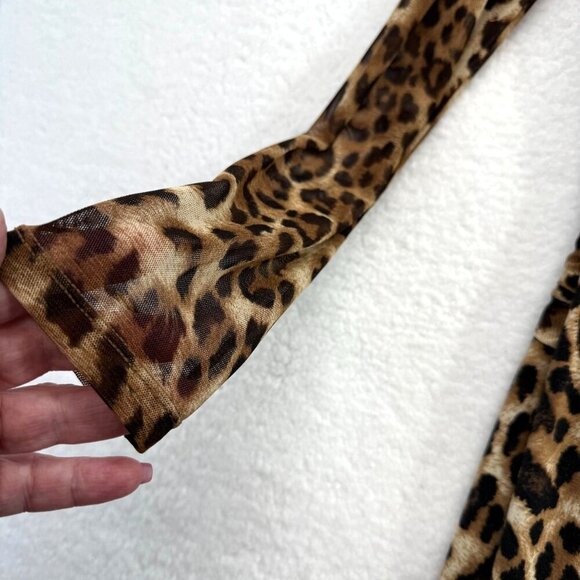 VTG Y2K 90s Kay Unger Leopard Print Dress Mesh Detail Glam Punk Going Out SZ 10 - Picture 6 of 12